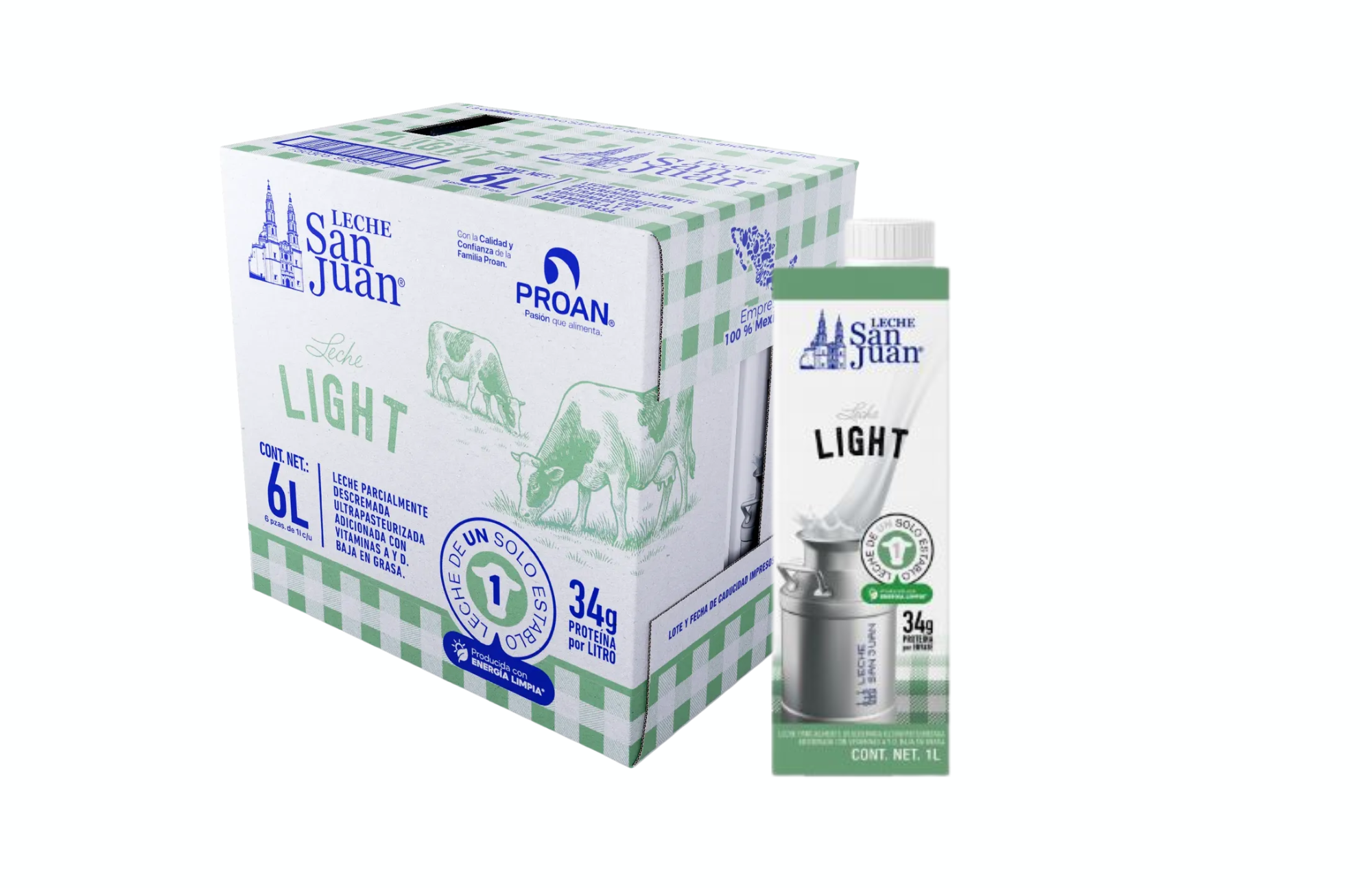 LECHE SAN JUAN LIGHT CAJA CON 6 PZS - 1 LT